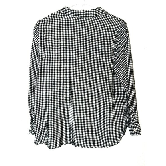 J. Jill Love Linen Gingham Long Sleeve Button-Down Top Size Small Petite - Picture 2 of 7